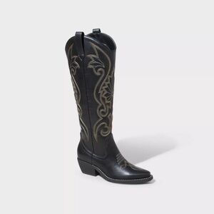 Wild Fable Black Embroidered Heeled Boots